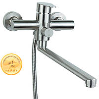 Змішувач AQUATICA HT Ø35 для ванни гусак прямий 325 мм дивертор вбудований картриджний SS HT-2C271P (9719221)