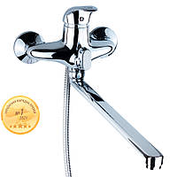 Змішувач AQUATICA NK Ø40 для ванни гусак прямий 350 мм дивертор вбудований картриджний NK-2C232C (9749220)