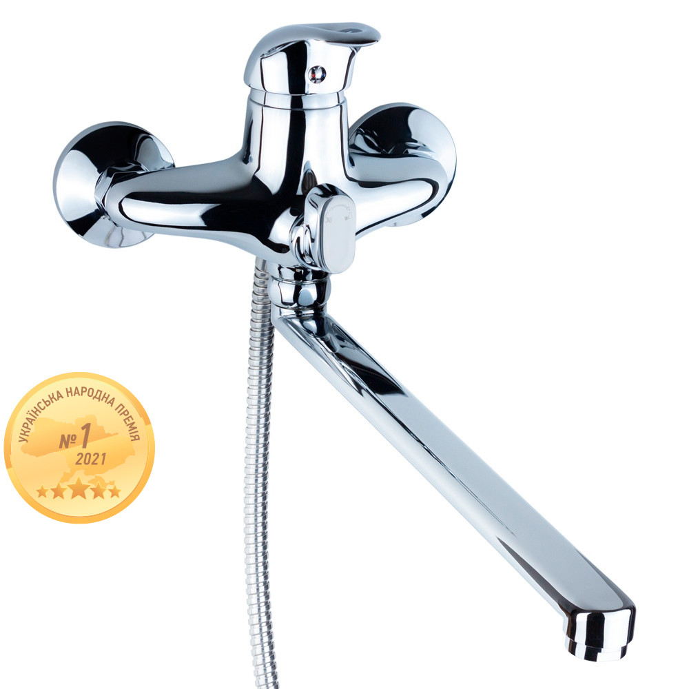 Змішувач AQUATICA NK Ø40 для ванни гусак прямий 350 мм дивертор вбудований картриджний NK-2C232C (9749220), фото 1