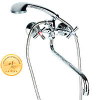 Змішувач AQUATICA PM 1/2" для ванни гусак вигнутий дивертор вбудований кульовий PM-5C457C (9780220)