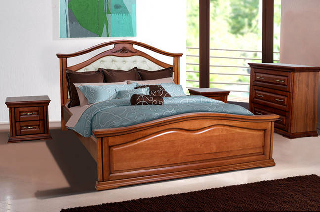 Двоспальне ліжко з натурального дерева Мікс Меблі Маргарита горіх, фото 2
