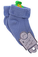 Носки на махре для мальчика с отворотом однотонные голубые