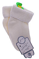 Носки на махре с отворотом однотонные молочные