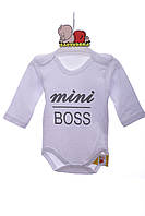 Боди с длинным рукавом интерлок Mini Boss белое Murat Baby для ребенка Murat Baby