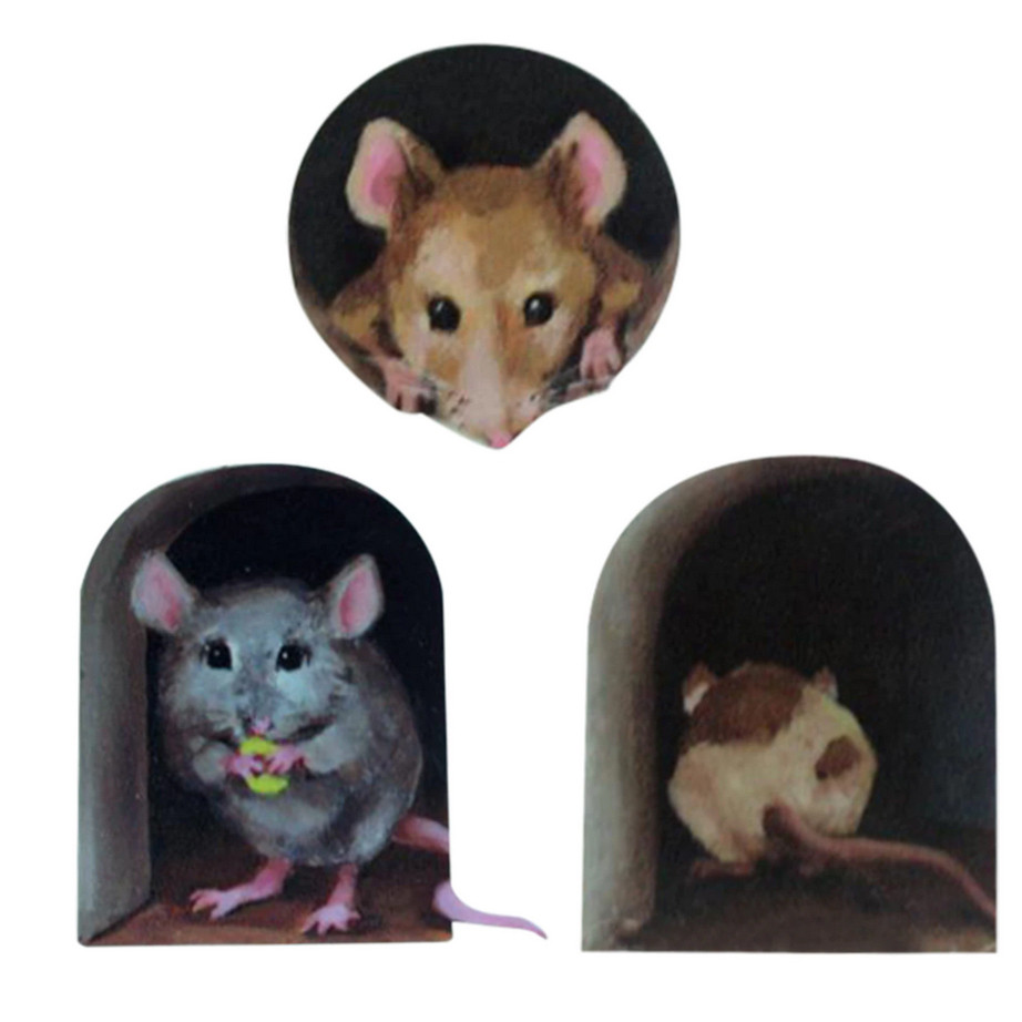 Набор наклеек для декора Мыши. Стикеры для декора Мышки в норке. Наклейки в виде мышей в норке