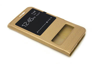 Шкіряний чохол-книжка для Meizu metal золотистий