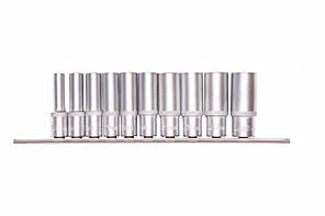 Набір подовжених торцевих головок 3/8, шестигранні, CrV, 10 шт, 8-19 мм Stels 13604