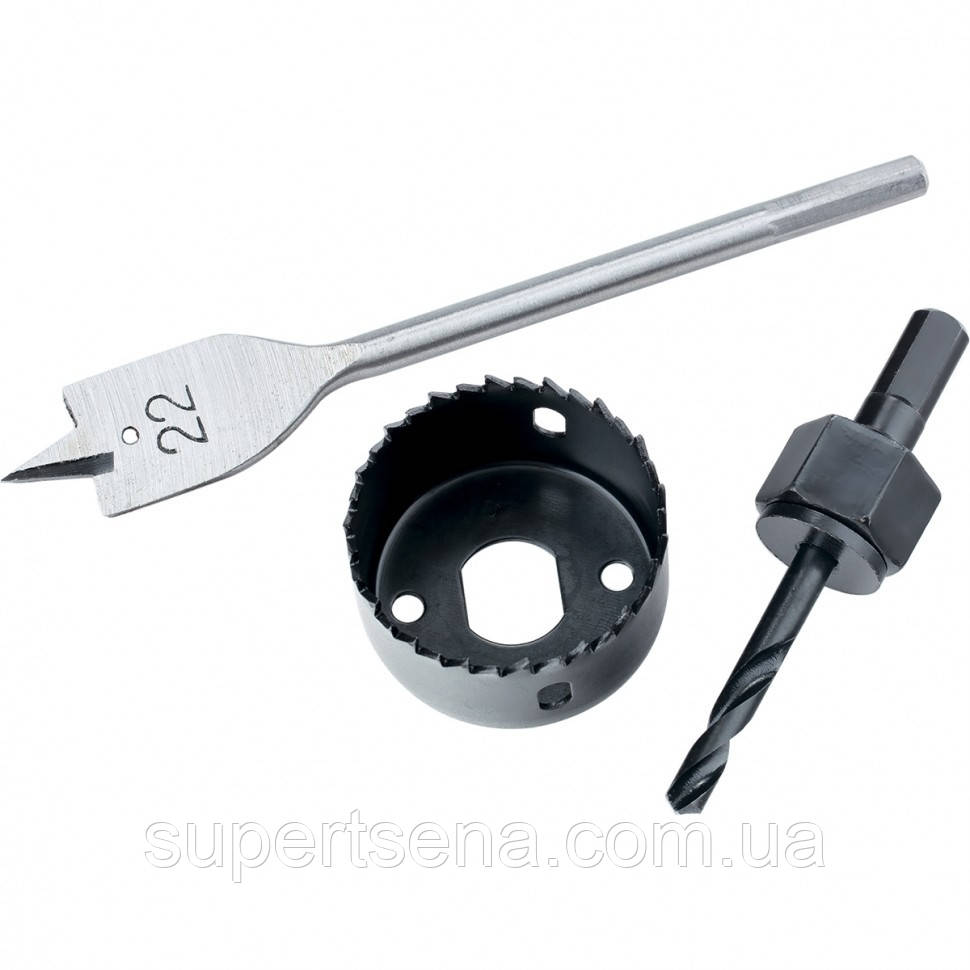 Набір для встановлення врізних замків, 22мм/48мм (перше свердло/кільцева пила), MTX 704939