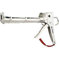 Пістолет напіввідкритий для герметика 310 мл, хромований, зубчастий шток 7 мм, MTX
