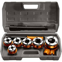 Набір клуп 1/4"-3/8"-1/2"-3/4"-1"-1.25" + плашкотримач з трещіткою, 9 предметів, SPARTA 773355