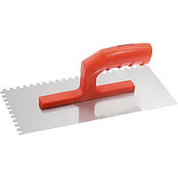 Сталева Гладилка, 280 х 130 мм, дзеркальна поліровка, пластмасова ручка, зуб 6 х 6 мм MTX 867759