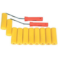 Набір міні-валиків "ПОРОЛОН", 100 мм, D - 35 мм, D ручки - 6 мм, 10 шт + 2 бугелі, SPARTA 802835