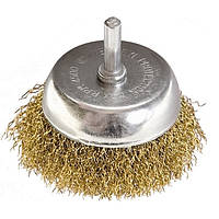 Щітка "чашка" зі шпилькою для дрилі 50 мм, латунний кручений дріт, MTX 744759