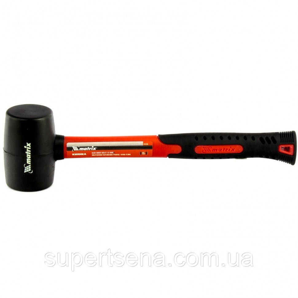 Киянка гумова 225 г, чорна гума, фібергласова ручка, MTX 111759