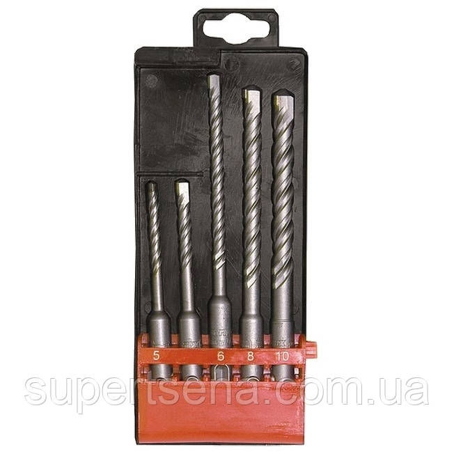 Набір бурів по бетону 5-6х110, 6-8-10х160 мм, 5 шт, у пластиковій коробці, SDS PLUS, MTX 710959