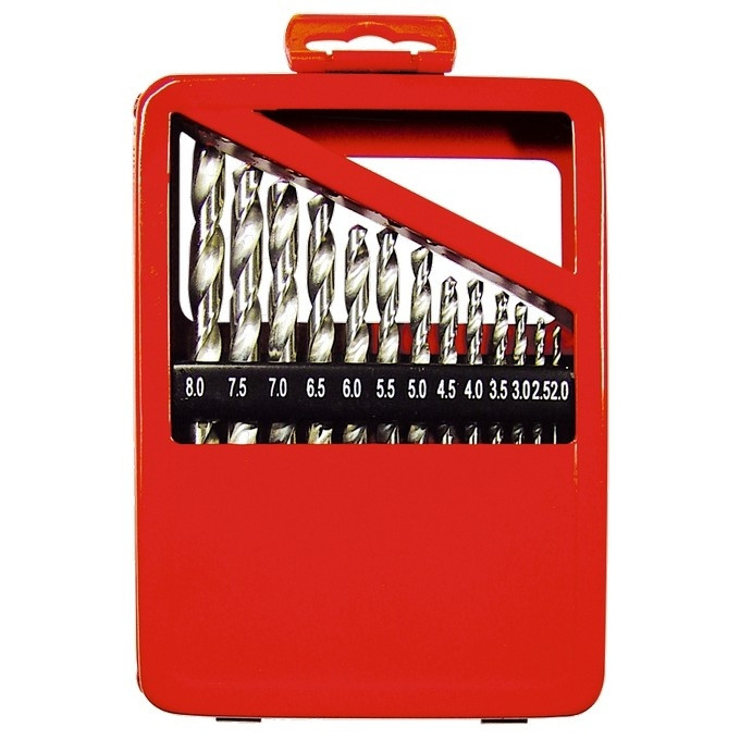 Набір свердел по металу 1-10 мм (через 0.5 мм), HSS, 19 шт., металева коробка, циліндричний хвостовик, MTX 723889