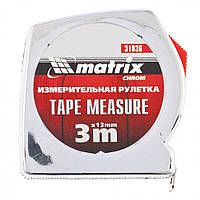 Рулетка Chrom 3 м x 13 мм, хромований корпус, MTX 310369