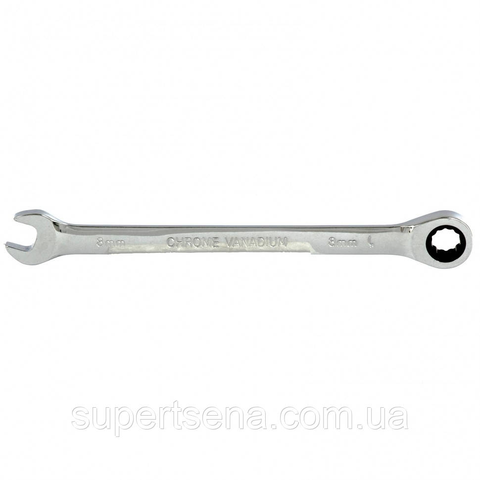 Ключ комбінований з трещіткою, 8 мм, CrV, дзеркальний хром, MTX PROFESSIONAL 148019
