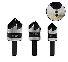 Набір зенкеров 90 град 12,16,19 мм, HSS сталь "HILKA" 14200