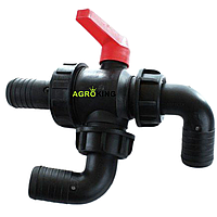 Кран кульовий триходовий на обприскувач із кріпленням Ø 32 AP25ZK1 AGROPLAST