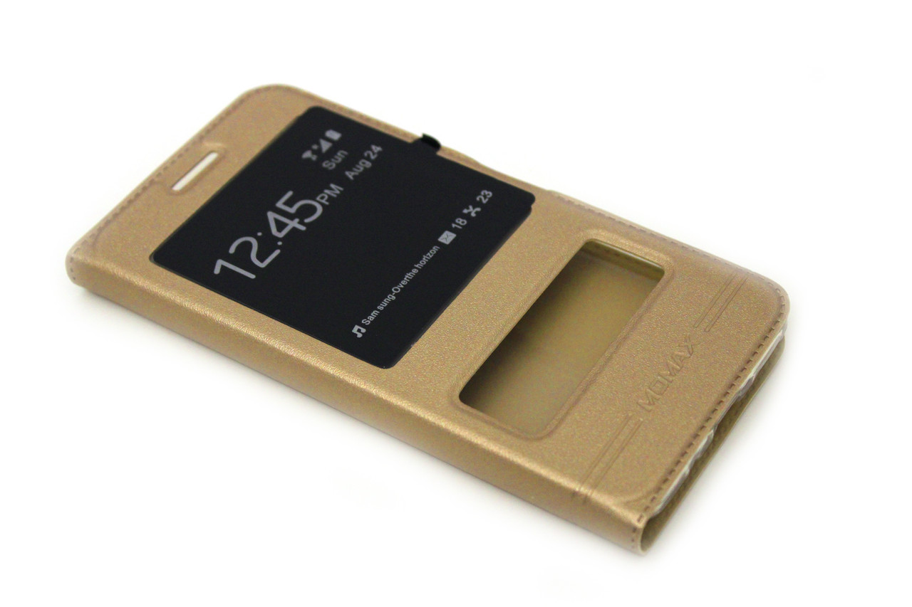 Шкіряний чохол-книжка для Meizu M2 Note золотистий