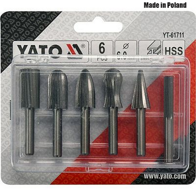 Набір шарошок фрез по металу в пласт. кейсі 6 шт. YATO YT-61711
