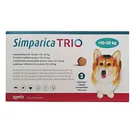 Simparica TRIO (Симпарика ТРИО) таблетки от блох, клещей и гельминтов для средних собак весом от 10 до 20 кг