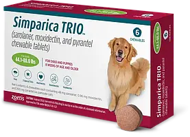 Simparica TRIO (Сімпарика ТРІО) таблетки від блох, кліщів і гелмінтів для великих собак вагою від 20 до 40 кілограмів