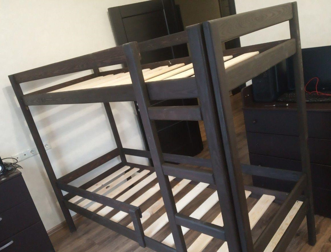 Ліжко двоярусне дерев'яне 80х190 см для підростка, Дому або Хостела, фото 1