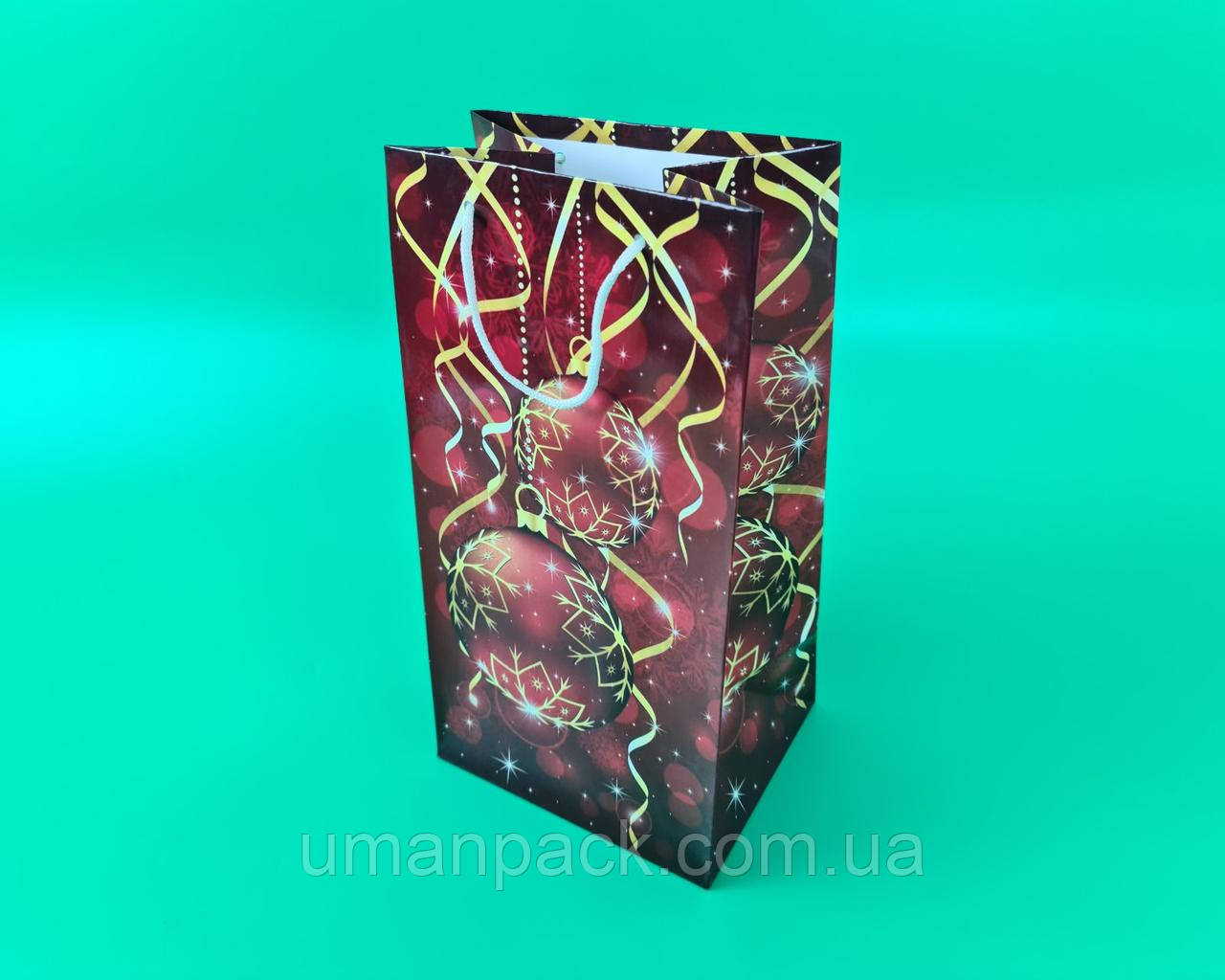 Паперовий Подарунковий Пакет Новорічний 18,5*37*15-02 (12 шт)
