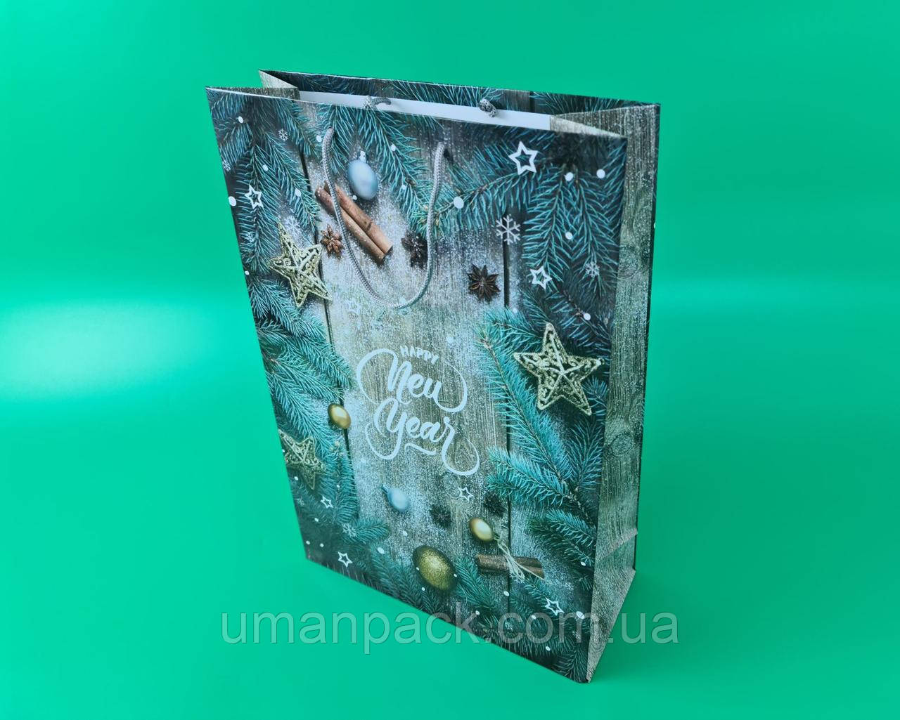 Паперовий Подарунковий Пакет Новорічний вертикальний 30х47х12-021 (12 шт)