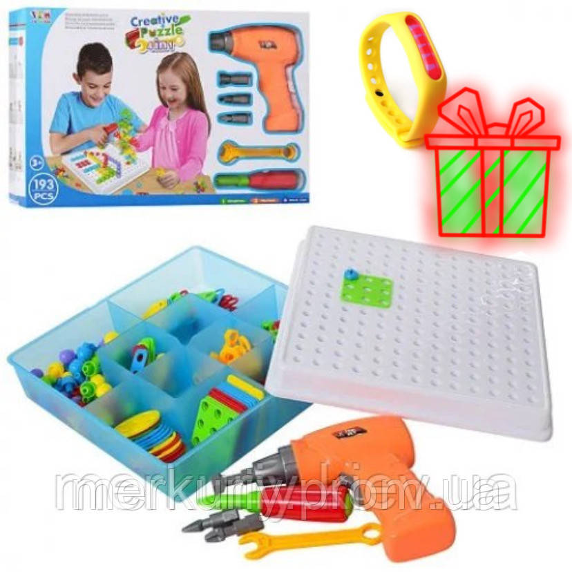 Конструктор-мозаїка з шуруповертом Puzzle Creative Mosaic 2D original 193 детали + подарок