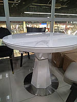 Раздвижной круглый стол Раунд 100/130 белая керамика под мрамор от Prestol