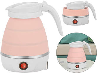 Електрочайник маленький Folding electric kettle YS-2008, Рожевий дорожній чайник електричний на 600 мл (ST)