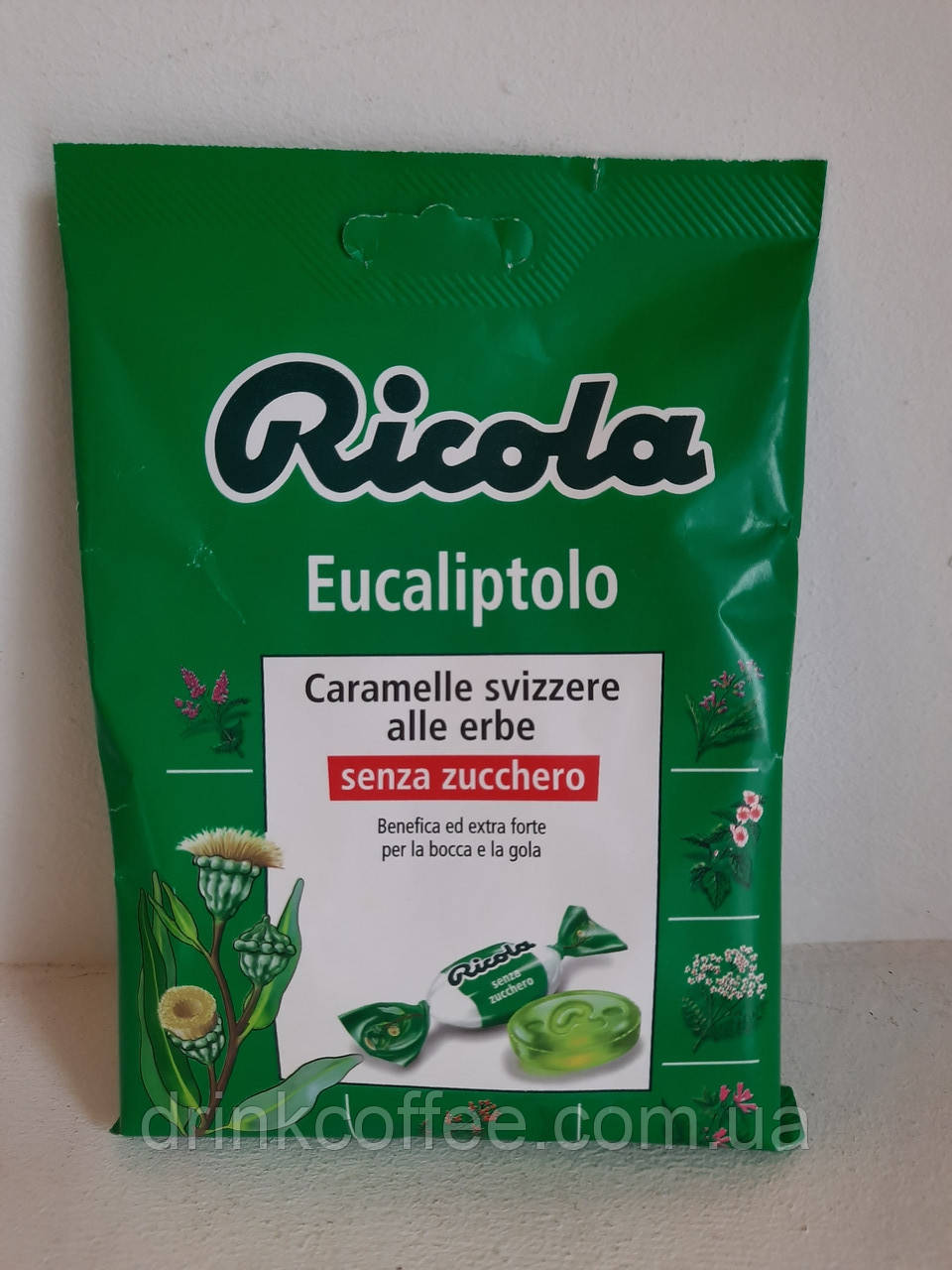Натуральні льодяники Ricola Eucaliptolo (Caramelle svizzere alle erbe) без цукру 70g