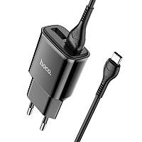 Сетевое зарядное устройство для телефона Android + кабель Type-C HOCO C88A |2USB, 2.4A| Черный