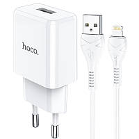 Сетевое зарядное устройство для телефона + кабель Lightning iphone HOCO N9 |1USB, 2.1A| Белый