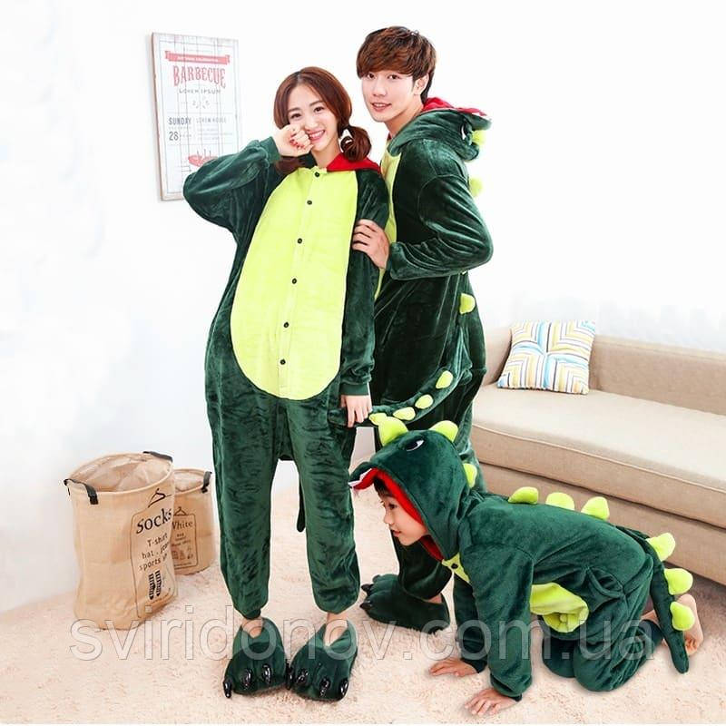 Дитячий костюм Кігурумі Зелений Дракон Піжама Динозавр зелений для дітей на дорослих дитячі Костюми піжами кити кенгуру