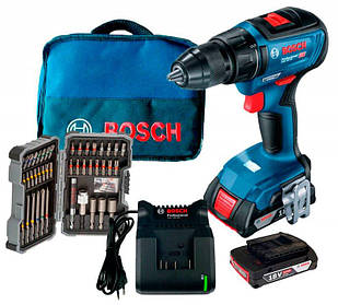 Акумуляторна дриль-шуруповерт Bosch Professional GSR 18 V-50 + 2 акб 2Ah + GAL 18V-20 + набір біт + сумка