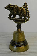 Колокольчик сувенирный металлический настольный Медведь H14,5см