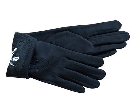 Жіночі стрейчеві рукавички Чорні ВЕЛИКІ, фото 2