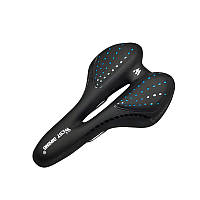 Велосипедне сідло West Biking YP0801086 Black + Blue з отвором вентиляцією м'яке спортивне