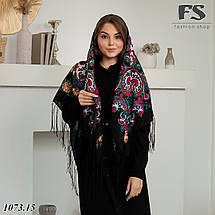 Сучасна чорна вовняна хустина Царська, фото 5