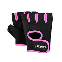 Спортивные перчатки AOLIKES A-1678 Black + Pink M без пальцев нескользящие GL-55
