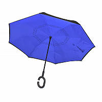 Зонт наоборот Lesko Up-Brella Синий ветрозащитный антизонт с непромокаемым куполом смарт-зонт (SKU_2907-13285)