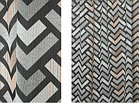 Портьерная ткань для штор Жаккард серого цвета с геометрическим рисунком