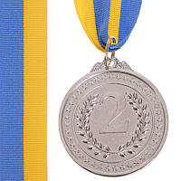 Медаль спортивная с лентой C-3167 серебро