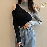 Жіноча кофта з трикотажу рубчик з розрізами на плечах (р. 42-44) 78041303, фото 8