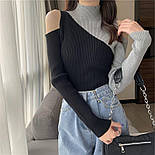 Жіноча кофта з трикотажу рубчик з розрізами на плечах (р. 42-44) 78041303, фото 10