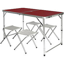 Стіл для пікніка розкладний з 4 стільцями Червоний